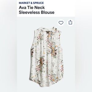 Market & Spruce Ava Tie Neck Sleeveless Blouse - White Floral